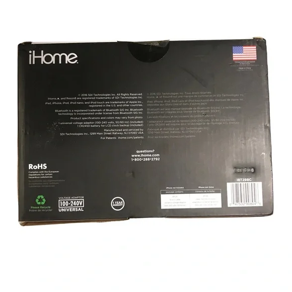 IHome Dual Alarm Color Changing Alarm Clock IBT29BC